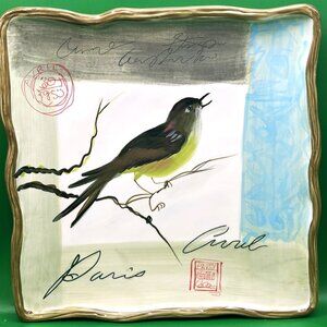 Certified International Susan Winget Bird Square Paris Theme 10" Ceramic Plate